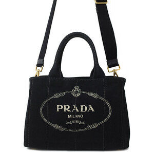 Prada Canapa Convertible 2way Tote Shoulder Bag Black